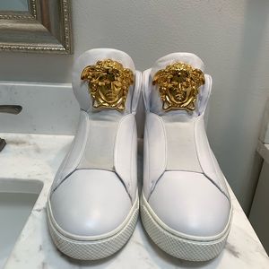 Slightly used white Versace tennis shoes , worn 2x.